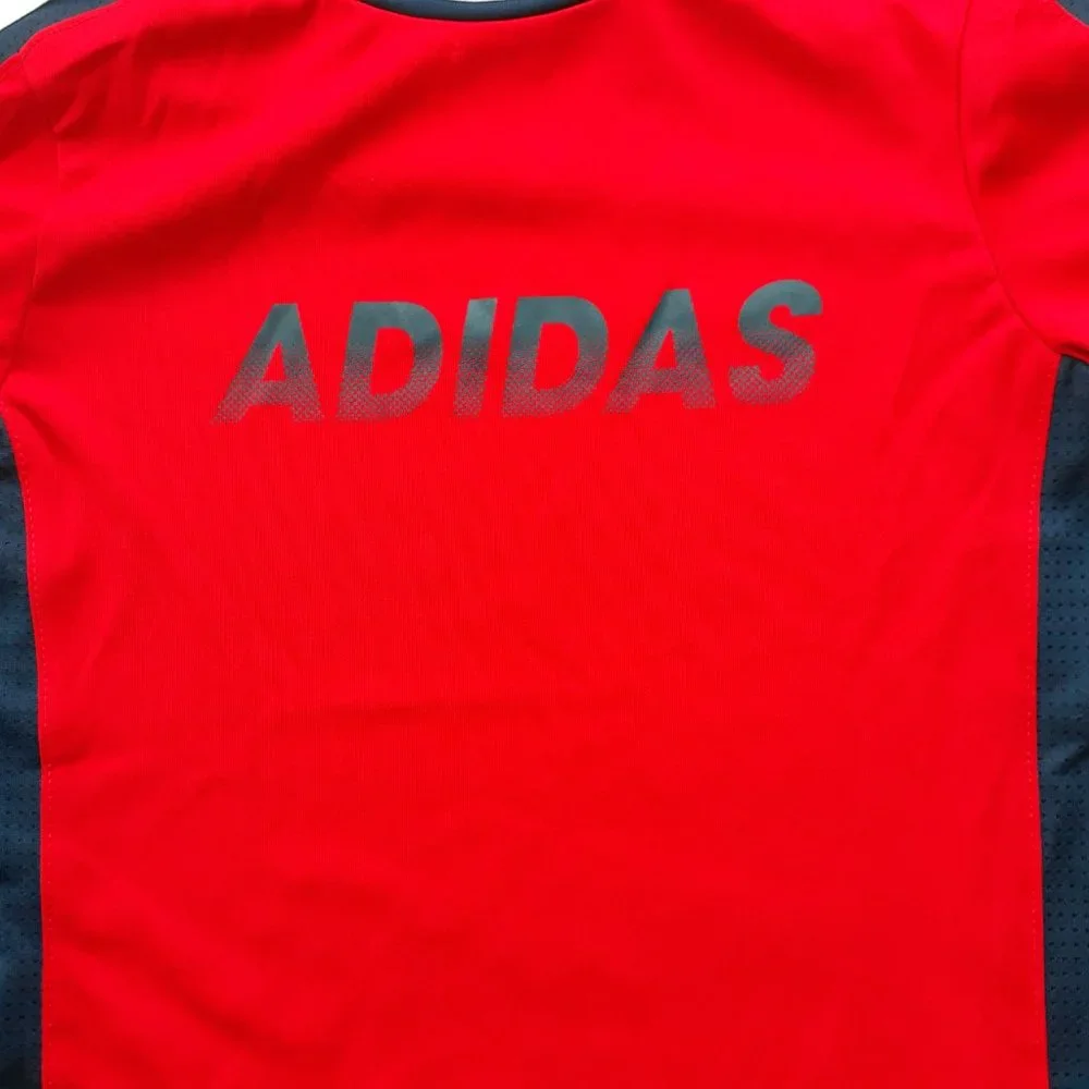 Adidas Boys T-Shirt Red Blue Climacool Active Short Sleeve Size 5